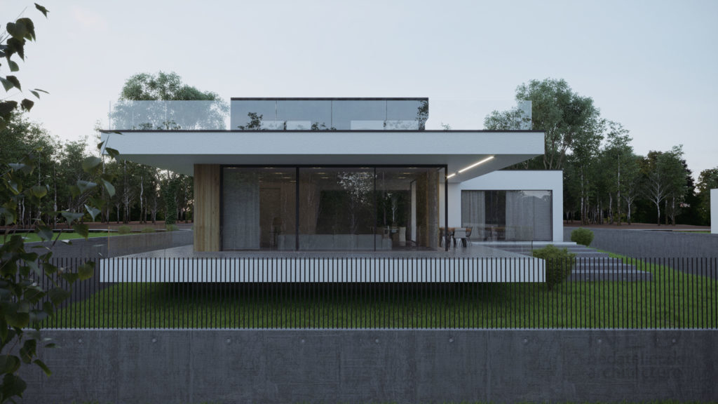 minimalistický projekt domu v kopci