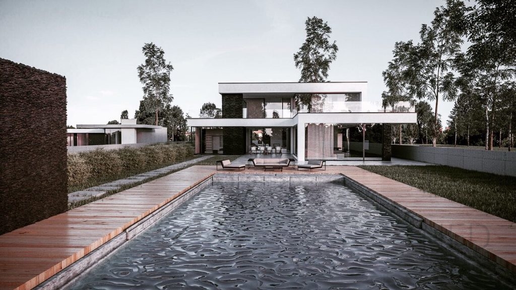 moderný dom s bazénom projekt