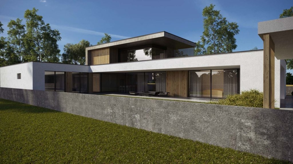 moderný projekt domu s hliníkovými oknami